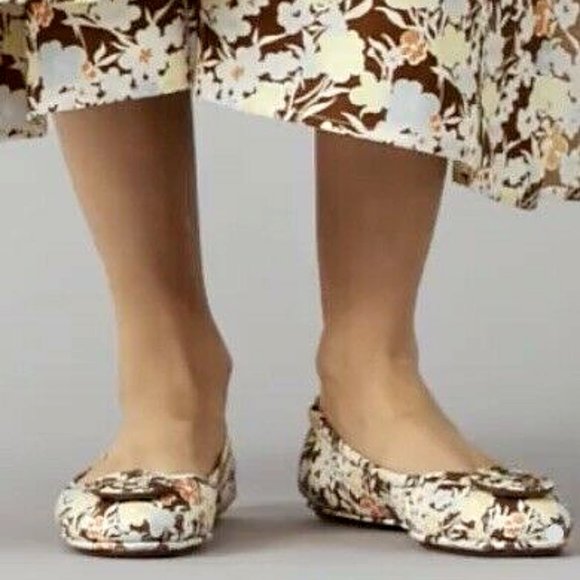 Tory Burch Minnie Ballet Travel Flats 9.5 Reverie Combo Floral - Picture 3 of 9